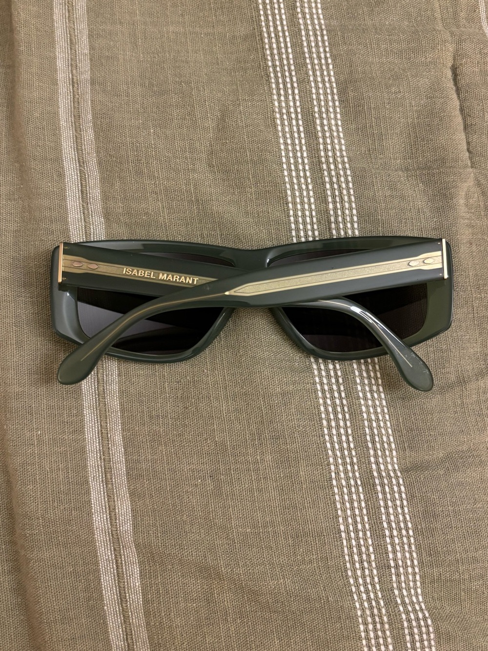 Isabel Marant Olive Green Rectangular Sunglasses with Dark Lenses - Picture 2 of 5
